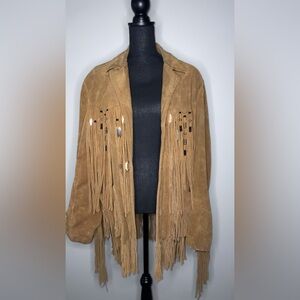 Vintage Pioneer Wear Leather Fringe Jacket